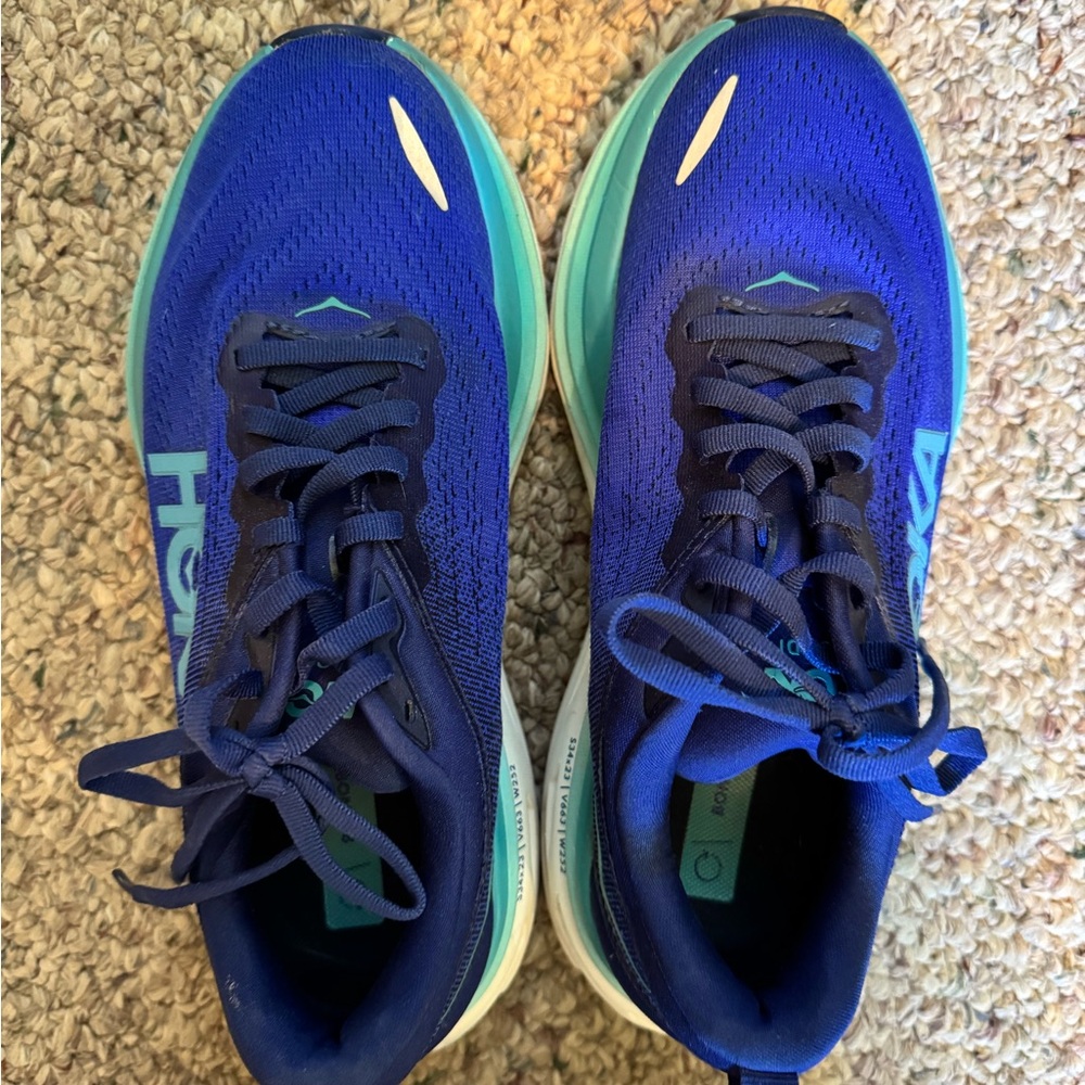 Hoka Vibrant Blue and Teal Athletic Shoes